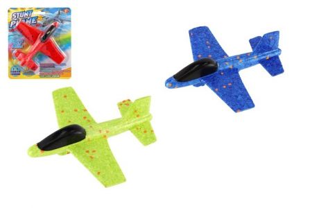 Letadlo házecí polystyren 17cm 2 barvy na kartě