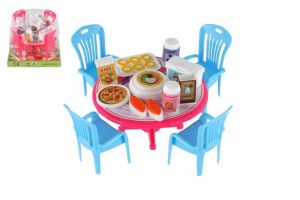 Stůl a židle s doplňky plast 12cm asst v blistru 3 barvy