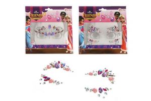 Obličejové zdobící diamanty/kamínky Princezna plast 2 druhy v sáčku 18x17,5cm