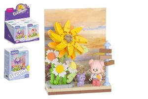 Stavebnice mini KOCO Květinová scenérie plast 6 druhů v krabičce 10x14x6cm