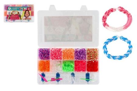 Kreativní sada Udělej si svůj náramek - pletací stav s doplňky v plastové krabici 28x17x6c