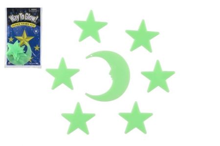 Hvězdy svítící ve tmě 5,5cm plast na kartě 12x20cm