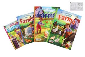 Omalovánky+aktivity/Maľovanky+aktivity Na farmě/Na farme 4ks + pastelky CZ+SK verze v sáčk