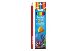 Pastelky barevné dřevo Ocean World trojhranné 6 ks v krabičce 4,5x20x1cm