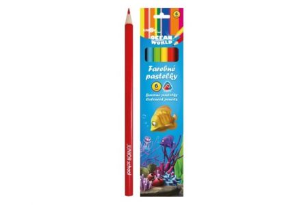 Pastelky barevné dřevo Ocean World trojhranné 6 ks v krabičce 4,5x20x1cm