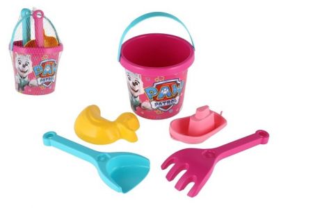 Sada na písek 5ks plast Paw Patrol/Tlapková patrola růžová v síťce 12x22x12cm 12m+ Wader