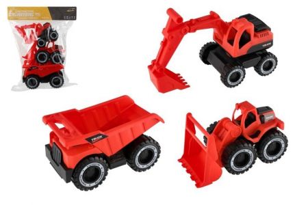 Auto stavební 3ks plast 15-19cm volný chod v sáčku