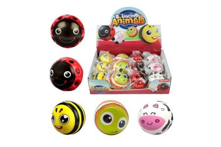 Míček skákací zvířátko guma 6cm 4 druhy v sáčku