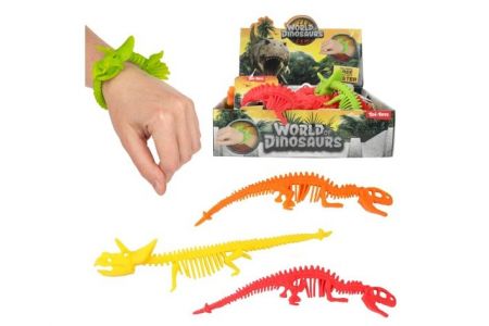 Náramek dinosaurus natahovací mačkací silikon 22cm 4 barvy