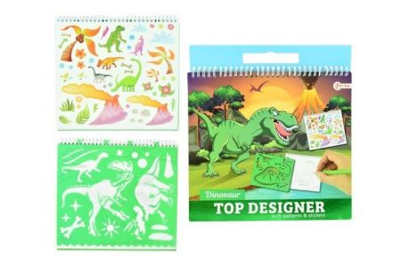 Blok se šablonami s nálepkami dinosaurus 26x29cm