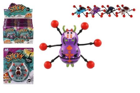 Pavouk lezoucí po skle plast 8x6cm 4 barvy na kartě