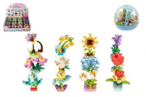 Stavebnice mini květina plast 6cm mix druhů v kouli