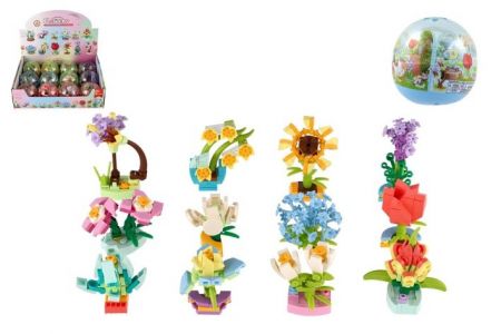 Stavebnice mini květina plast 6cm mix druhů v kouli
