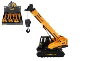 Stavební stroj jeřáb pásový plast/kov 8x26cm na setrvačník