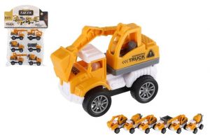 Auto stavební mini 6ks plast 7-8cm na zpětné natažení v sáčku