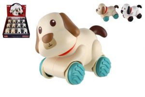 Pes/Pejsek jezdící plast 11x9cm na zpětné natažení 2 barvy