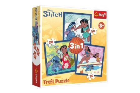 Puzzle 3v1 Lilo&amp;Stitch - Čas se Stitchem 20x19,5cm v krabici 28x28x6cm