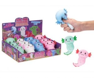Axolotl mačkací antistresový silikon 10cm 4 barvy v sáčku