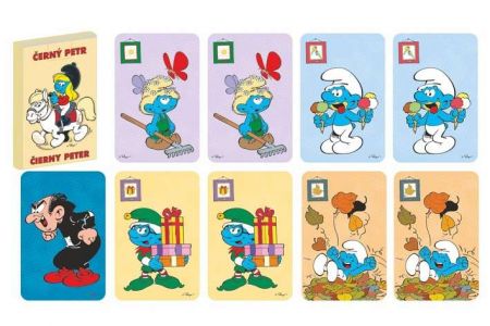 Černý Petr Šmoulové společenská hra - karty v krabičce 6x9cm