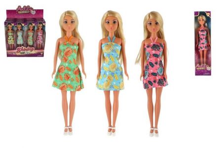 Panenka Anlily v plážových šatech plast 30cm 4 barvy v krabičce 8x32x5cm