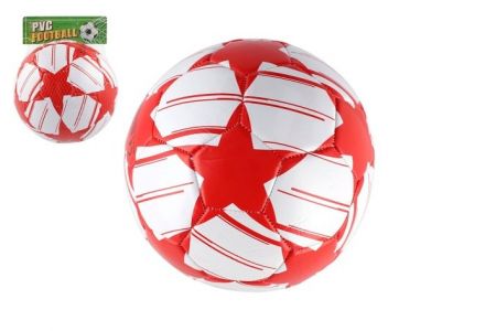 Míč fotbalový nafouknutý šitý 23cm červenobílý v síťce
