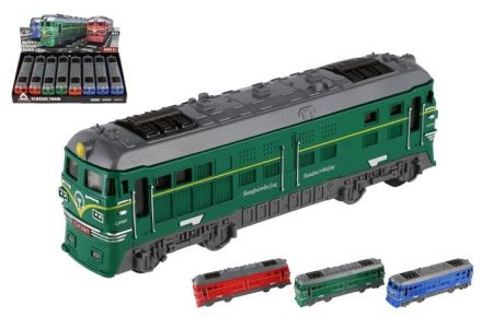 Lokomotiva/Vlak plast 18cm na setrvačník 3 barvy