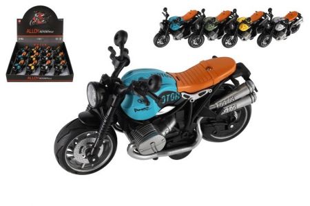 Motorka plast 13cm na zpětné natažení na baterie se světle, zvukem 4 barvy