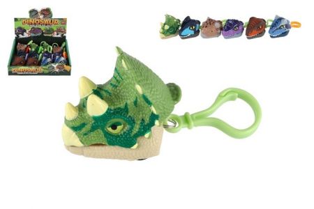 Přívěsek na klíče hlava dinosaurus kousací plast 6cm na setrvačník 6 druhů