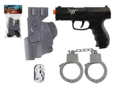 Vojenská sada 4ks plast pistole na setrvačník s doplňky na kartě 16,5x30cm