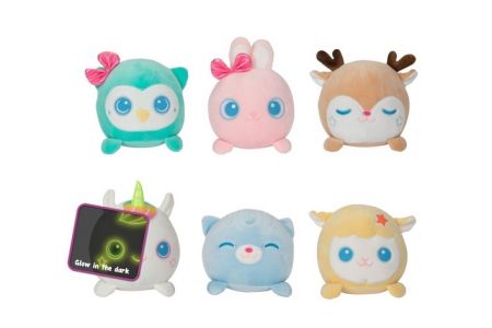 Zvířátko svítící ve tmě plyšové 14cm 6 druhů 2m+