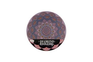 Diamantové malování mandala - květina fialová průměr 30cm s doplňky ve fólii