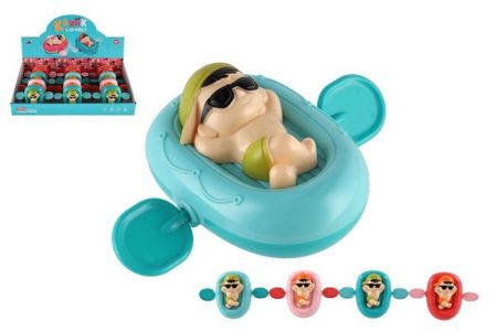 Panáček na lehátku na natažení do vody plast 13x9cm 4 barvy