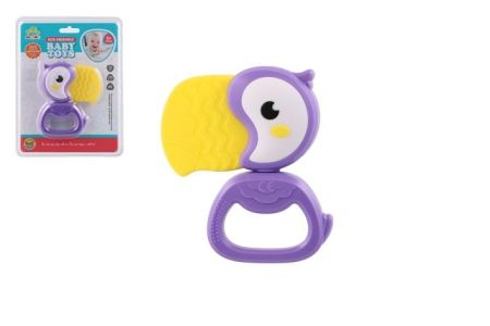 Chrastítko tukan plast 9x11cm na kartě 0m+