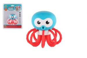 Chrastítko chobotnice plast 8x8cm na kartě 0m+