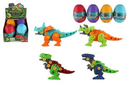 Dinosaurus šroubovací ve vejci plast 15cm 4 druhy