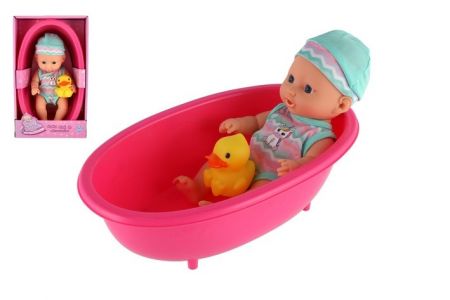 Miminko panenka s kačenkou 22cm ve vaničce plast v krabici 20x33x10cm