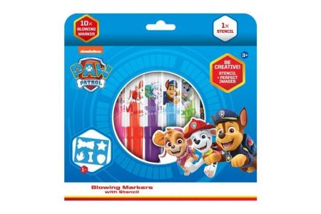 Fixy foukací 10ks se šablonou Tlapková patrola/Paw Patrol v krabičce 20x19cm
