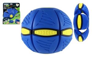 DiskMíč - Hoď disk, chyť míč! plast 22cm modrý na kartě 21,5x27x7cm