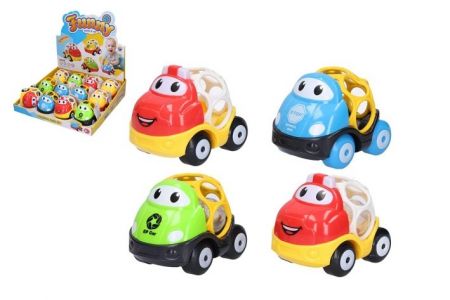 Autíčko s chrastítkem plast 9,5cm 4 barvy 6m+