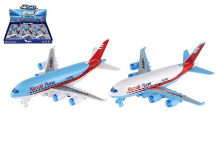 Letadlo osobní plast 16cm na setrvačník 2 barvy