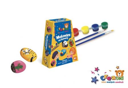 Malování na kameny/oblázky s barvami se štětci created v krabičce 19x14x5cm