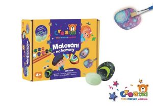 Malování na kameny/oblázky svítící ve tmě s barvami se štětci created s doplňky v krabičce