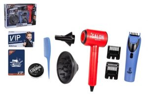 Holičská/Kadeřnická sada pro kluky na baterie se zvukem v krabici 36x25x7cm