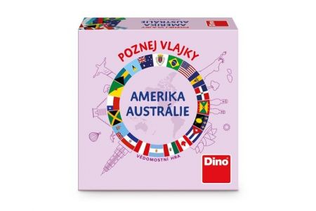 Poznej vlajky Amerika a Austrálie cestovní společenská hra v krabici 13x13cm