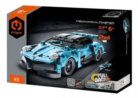 Stavebnice iM.MASTER 2v1 auto na zpětné natažení plast 293 dílků v krabici 29x20x6cm