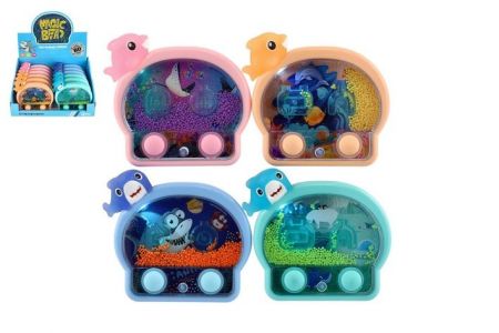 Vodní hra hlavolam svítící mořské zvířátko plast 13x12cm na baterie 4 barvy