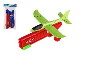 Letadlo vystřelovací pěnové s pistolí 26cm 2 barvy v sáčku