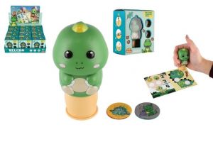 Samolepkové razítko/Razítko se samolepkami dinosaurus plast s náplněmi v krab. 10x12cm