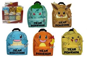 Mini batoh/batůžek Pokémon látka 9x11cm 5 barev v plastové krabičce