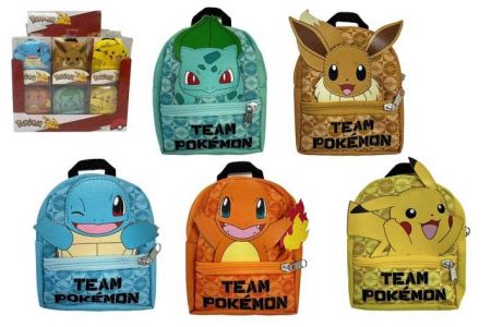 Mini batoh/batůžek Pokémon látka 9x11cm 5 barev v plastové krabičce